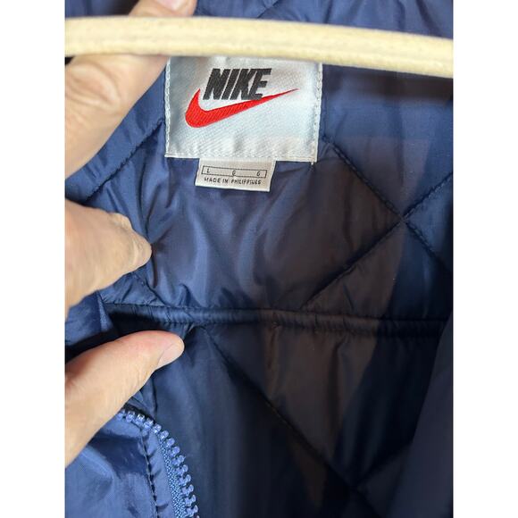 Vintage Nike Half Zip Pullover Bomber Puffer Jacket Size Large Blue 90s - Picture 5 of 14